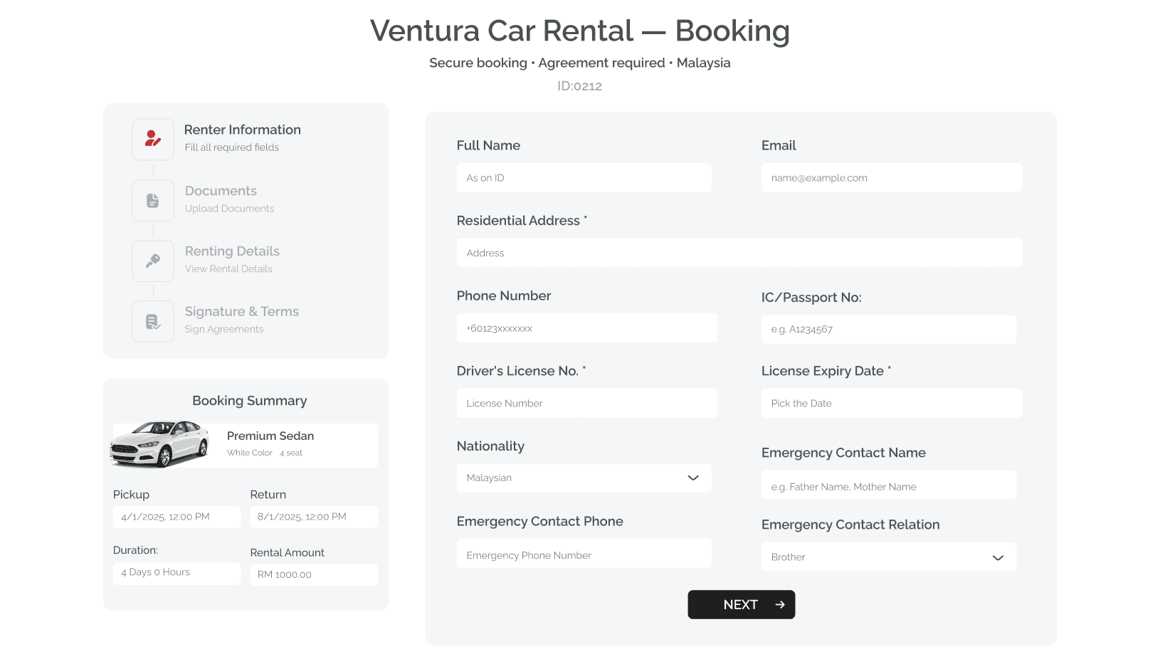 Booking Form