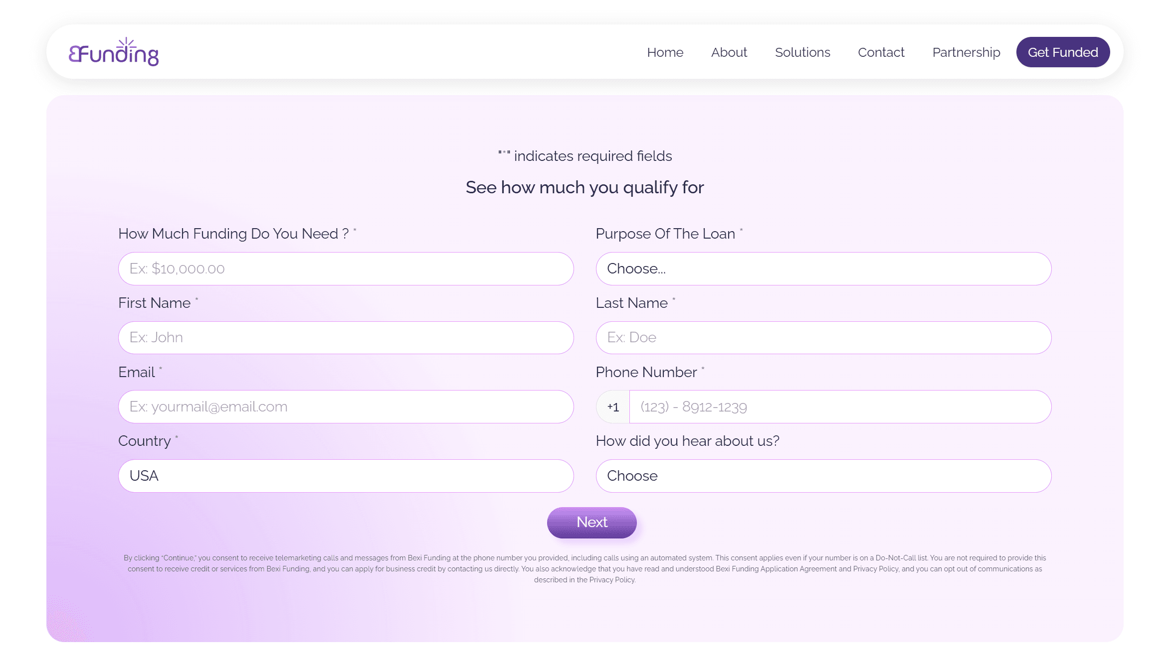 Screenshot of Bexifunding
